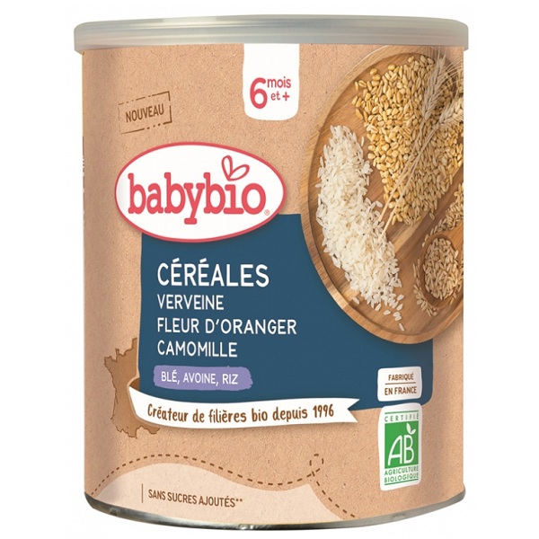 Céréales Bébé Verveine Fleur d'oranger Camomille Bio - Dès 6 mois - 220 g-  babybio - Natureo Shop