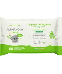 Alphanova Lingettes Nettoyantes à l'Huile d'Olive sans Parfum Bio - 60 u